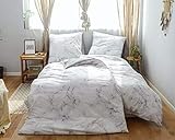 Marmor Bettbezug Set, 100% Baumwolle Modern Style 2-teiliges Set Bettbezug mit Reißverschluss Schließung Bettwäsche-Set für Männer und Frauen (1 Bettbezug + 1 Kissenbezüge)
