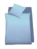 Schlafgut Soft-Touch Baumwolle Bettwäsche Uni Farbverlauf Hellblau 135x200 cm + 80x80 cm