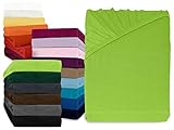 npluseins klassisches Jersey Spannbetttuch - erhältlich in 34 modernen Farben und 6 verschiedenen Größen - 100% Baumwolle, 120 x 200 cm, apfelgrün