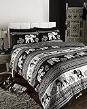 De Cama Empire Indischer Elefant Bettwäscheset, Bettbezug Bettwäscheset, schwarz, Doppelbett